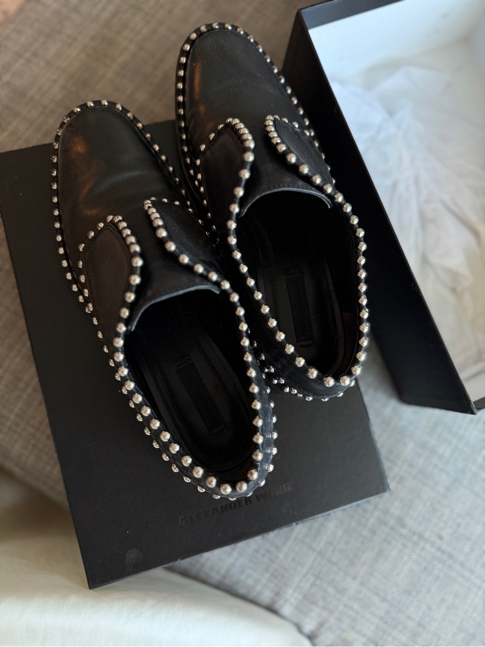 Alexander Wang Black Leather Studded Loafers